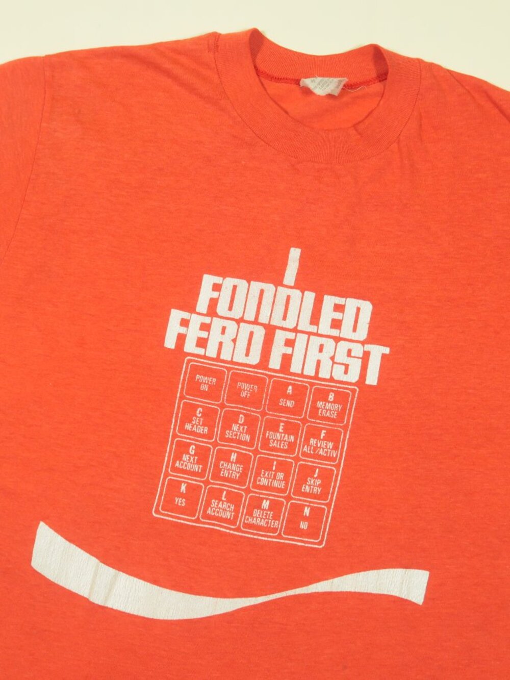 Vtg 70s Stedman Sport T I Fondled Ferd First T Shirt Mens L Red Single Stitch